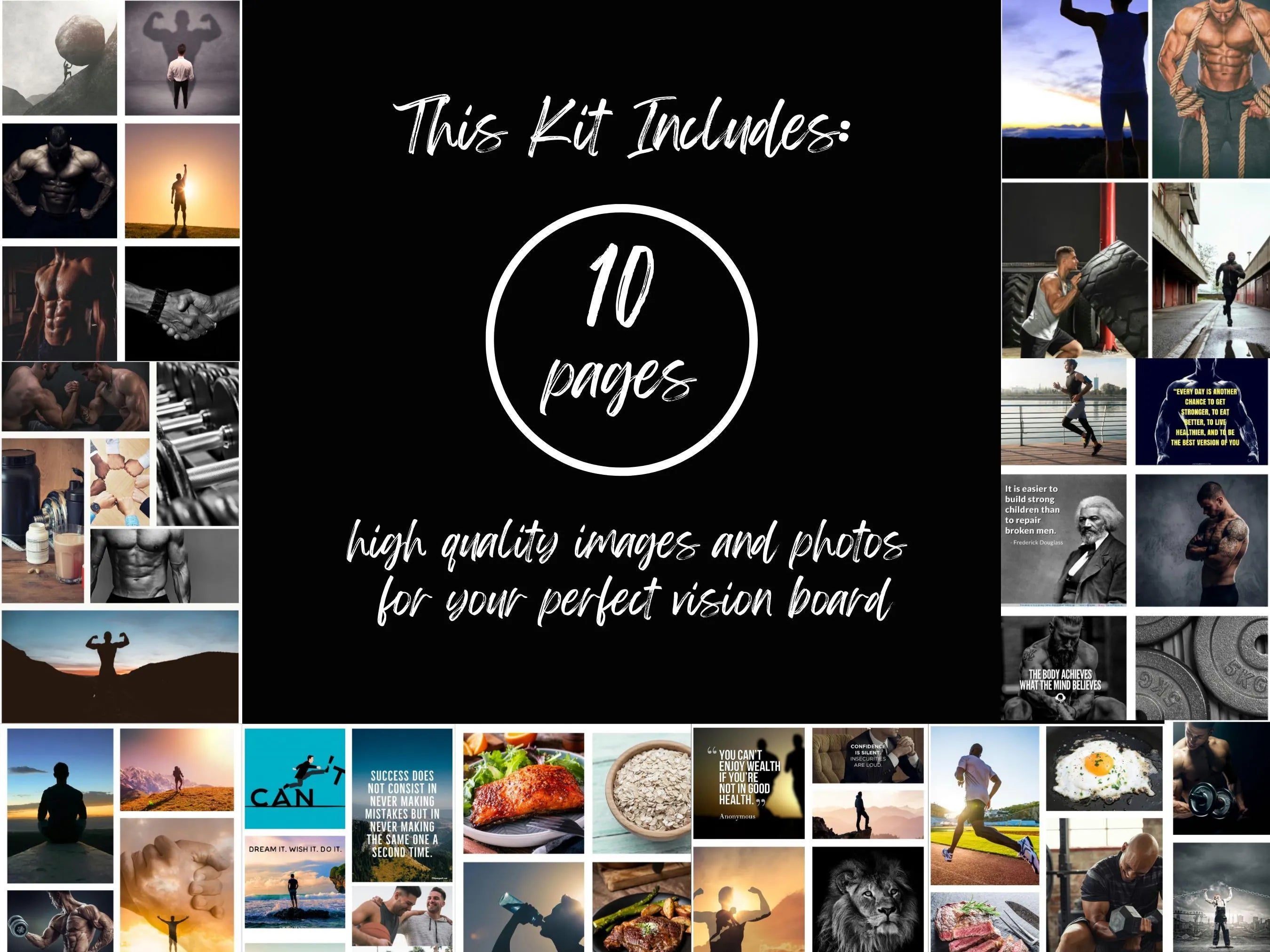 Men's Health & Fitness Vision Board Kit (PDF) (Digital Download)