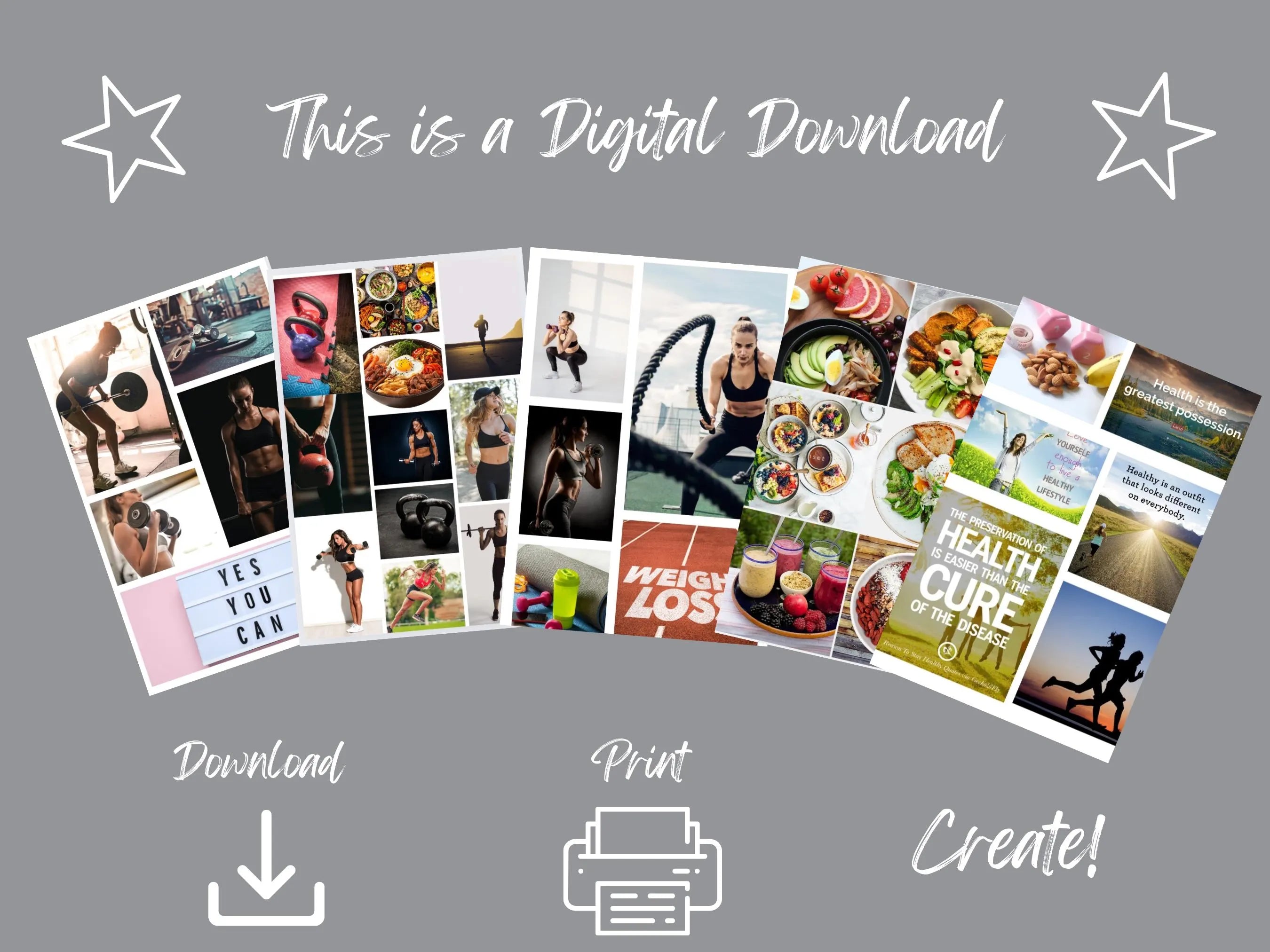 Women's Health & Fitness Vision Board Kit (PDF) (Digital Download)