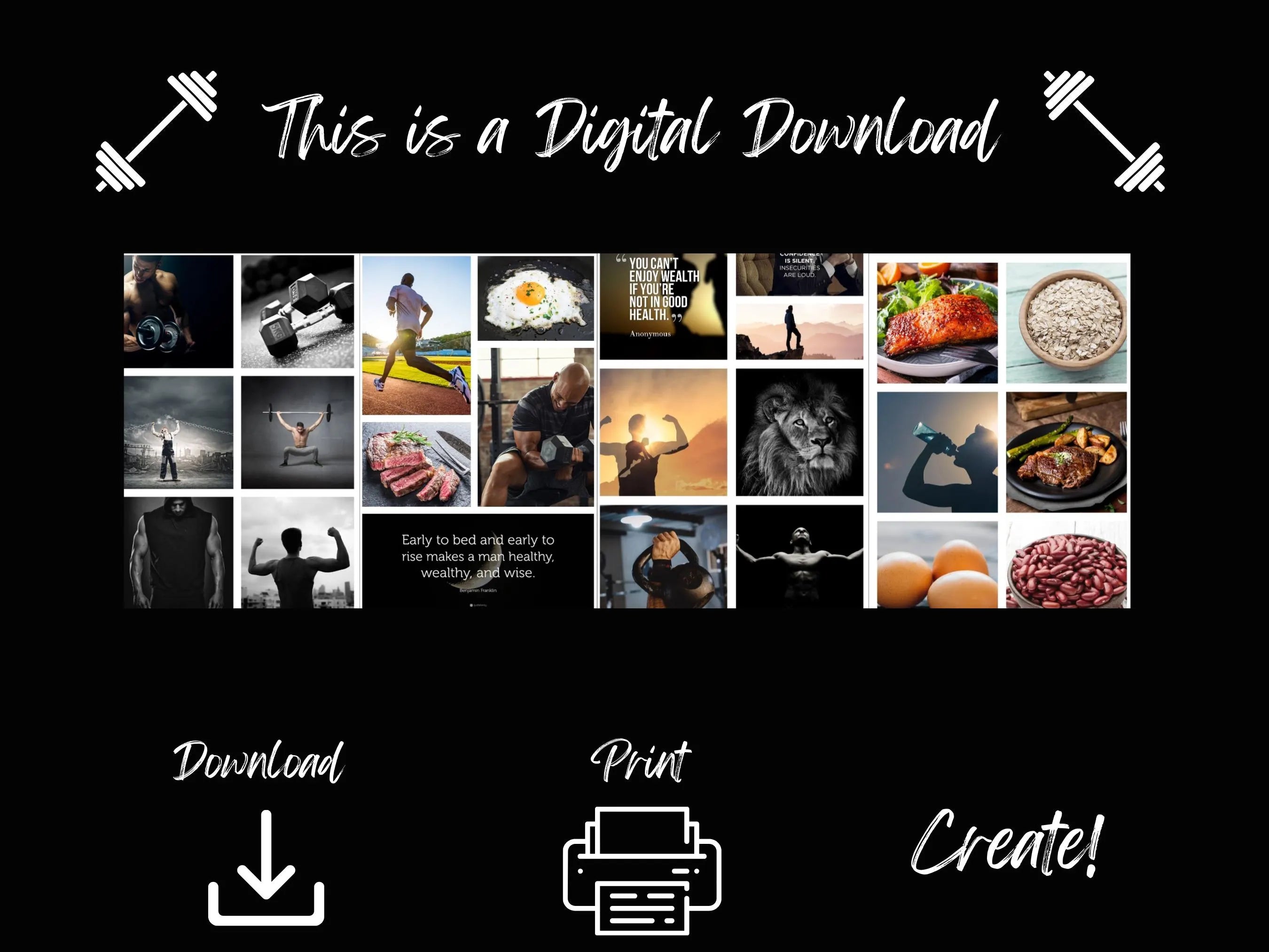 Men's Health & Fitness Vision Board Kit (PDF) (Digital Download)