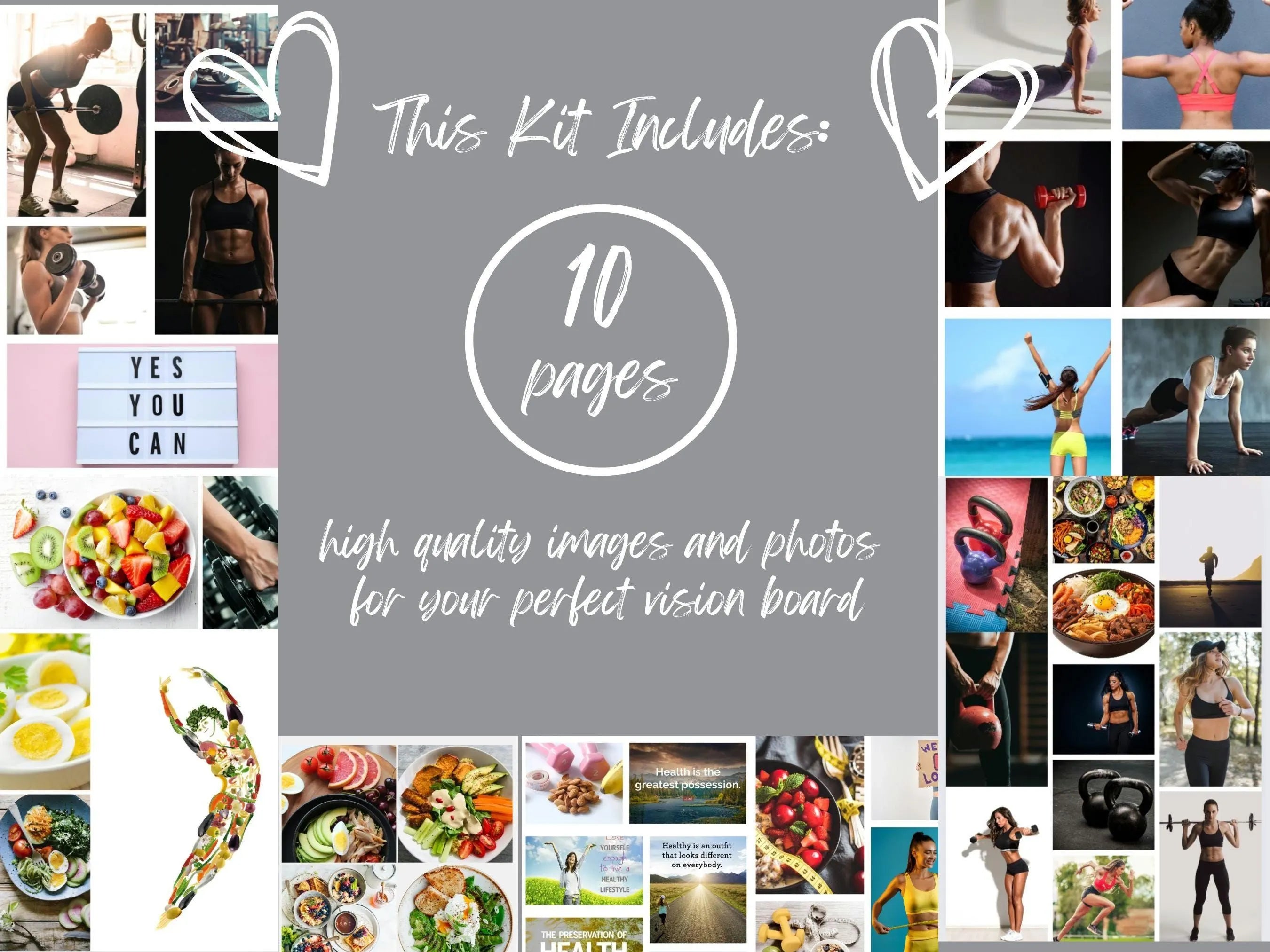 Women's Health & Fitness Vision Board Kit (PDF) (Digital Download)
