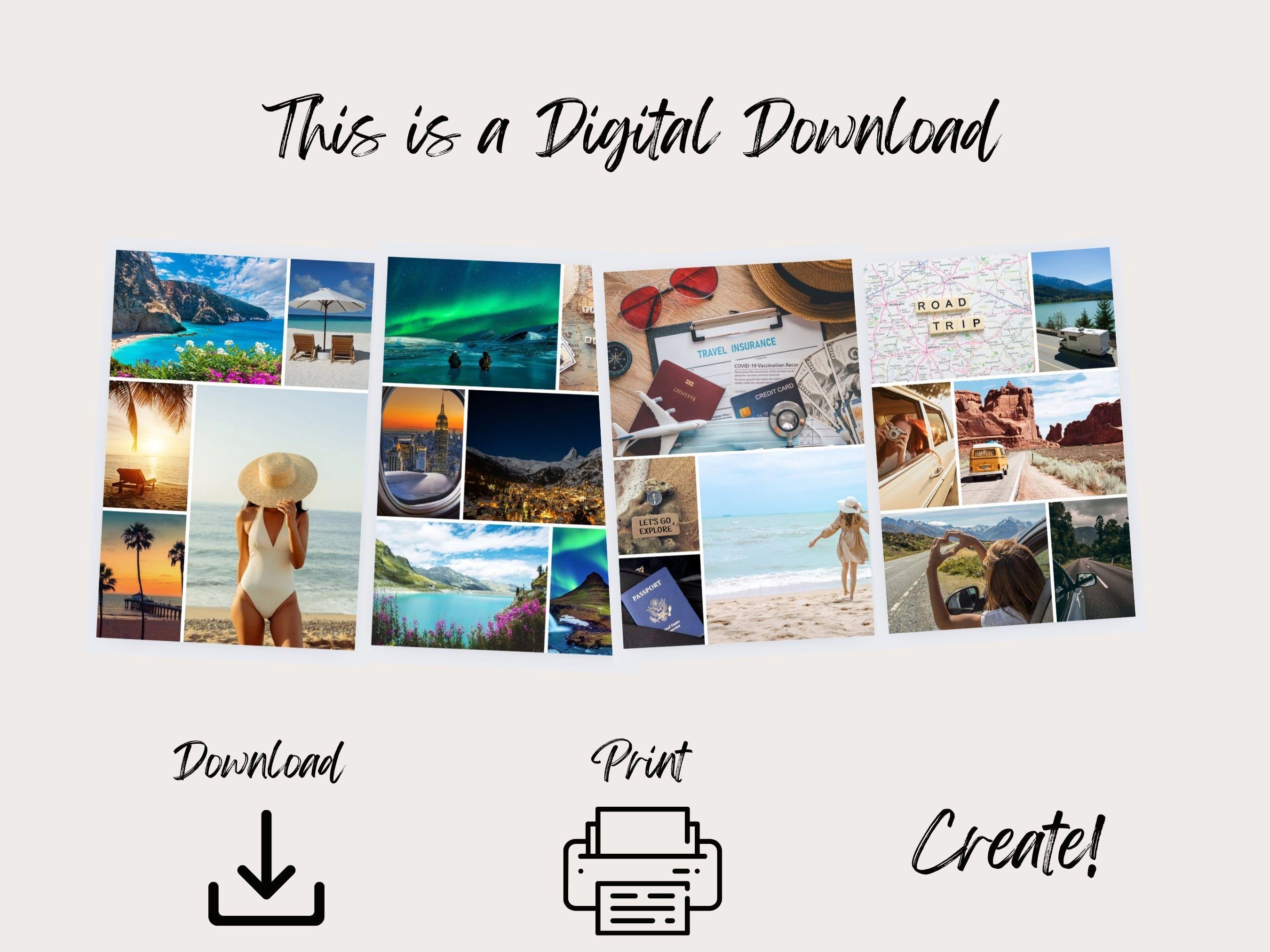 Travel Vision Board Kit: Adventure Inspiration, (PDF) (Digital Download)