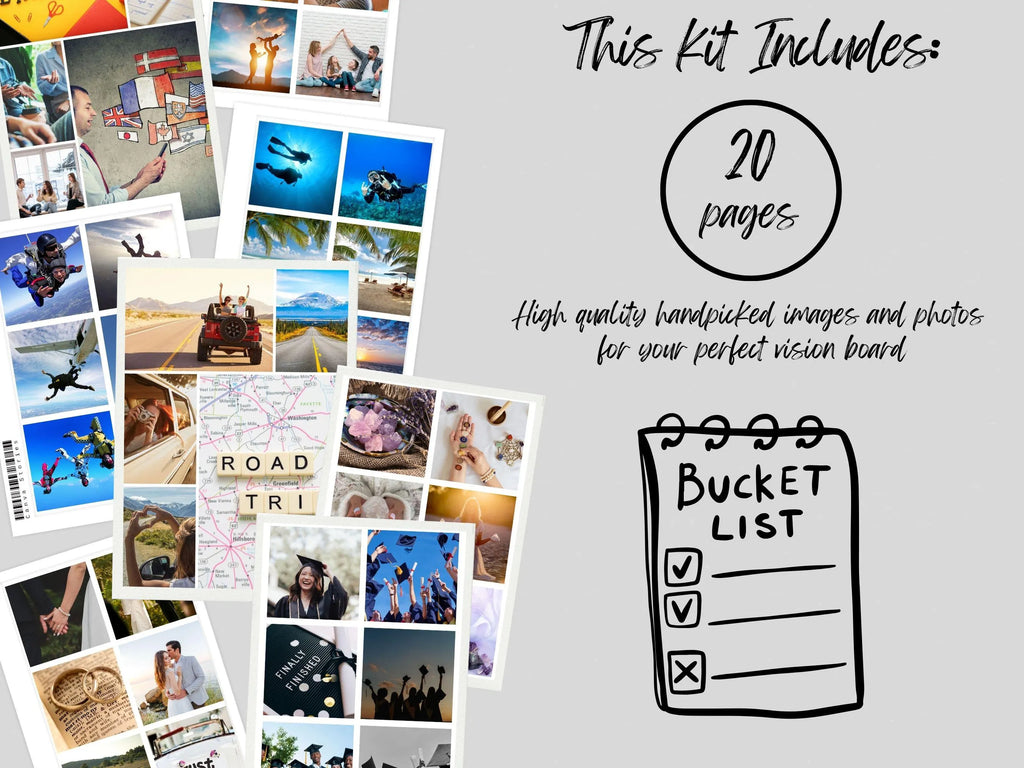 Bucket List Vision Board Kit: Adventure Theme (PDF) (Digital Download)