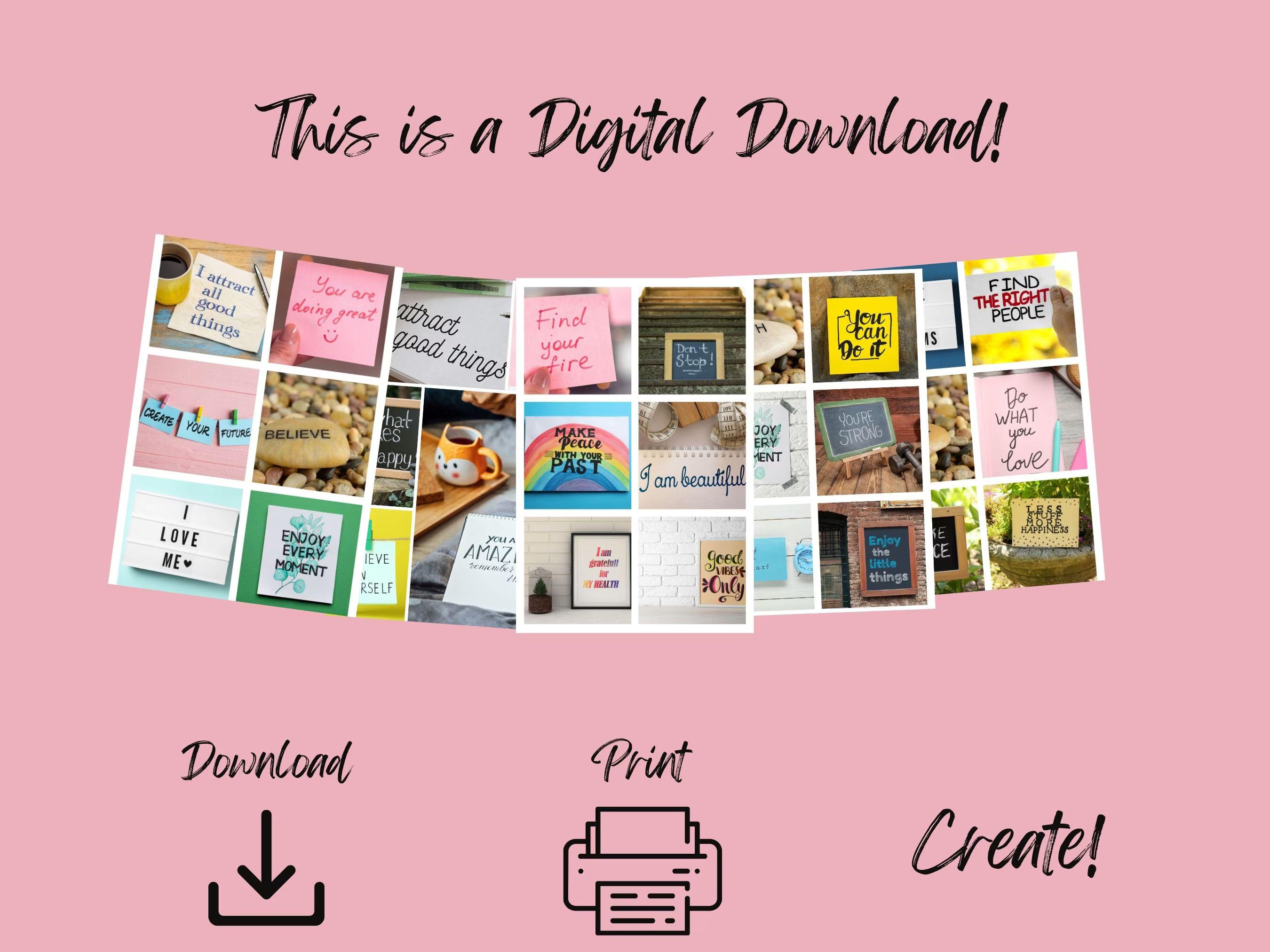 Vision Board Kit Positive Affirmations & Quotes (PDF) (Digital Download)