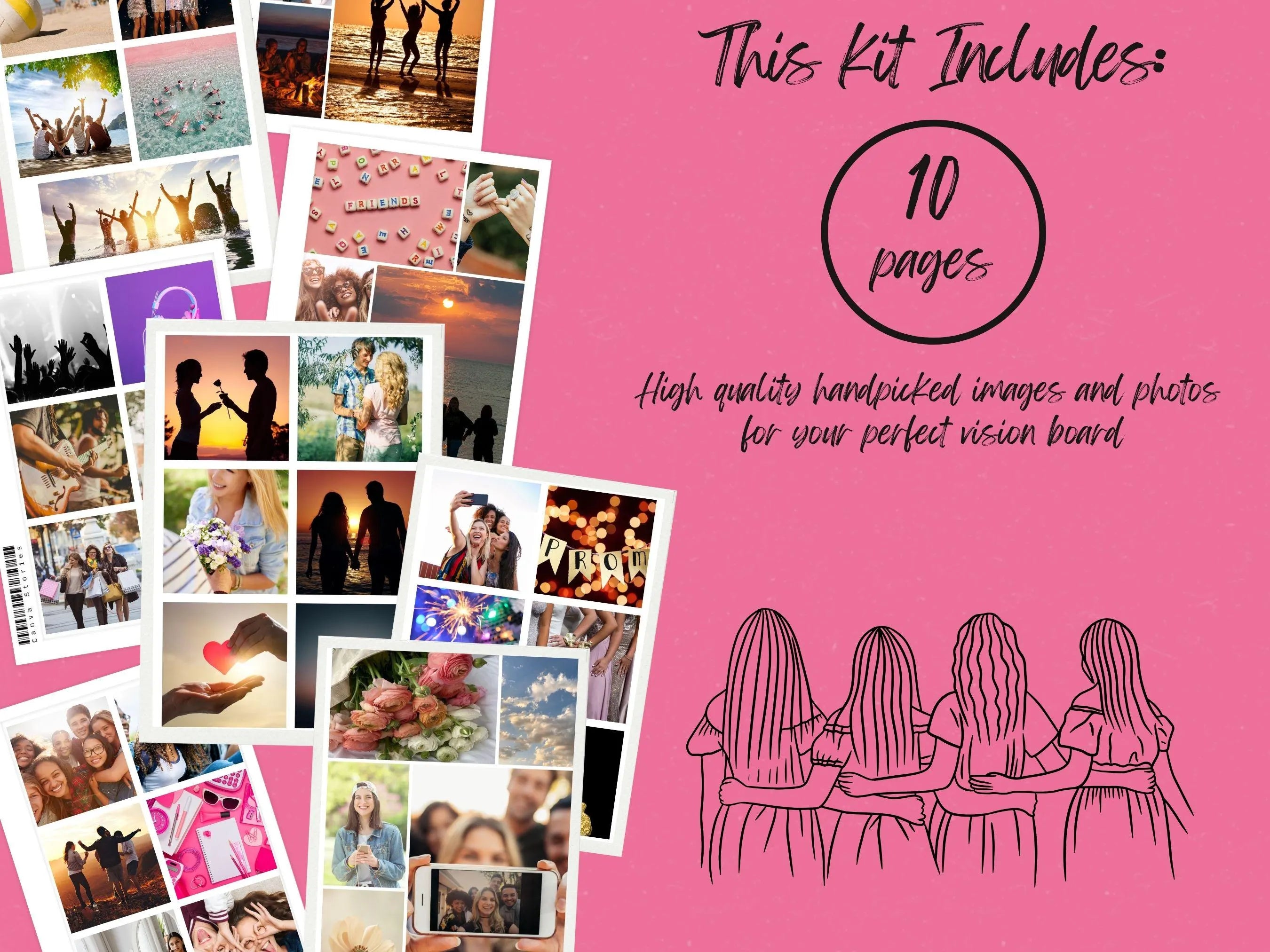 Teenage Girl Vision Board Kit Printable Photos, Dreams & Goals (PDF) (Digital Download)
