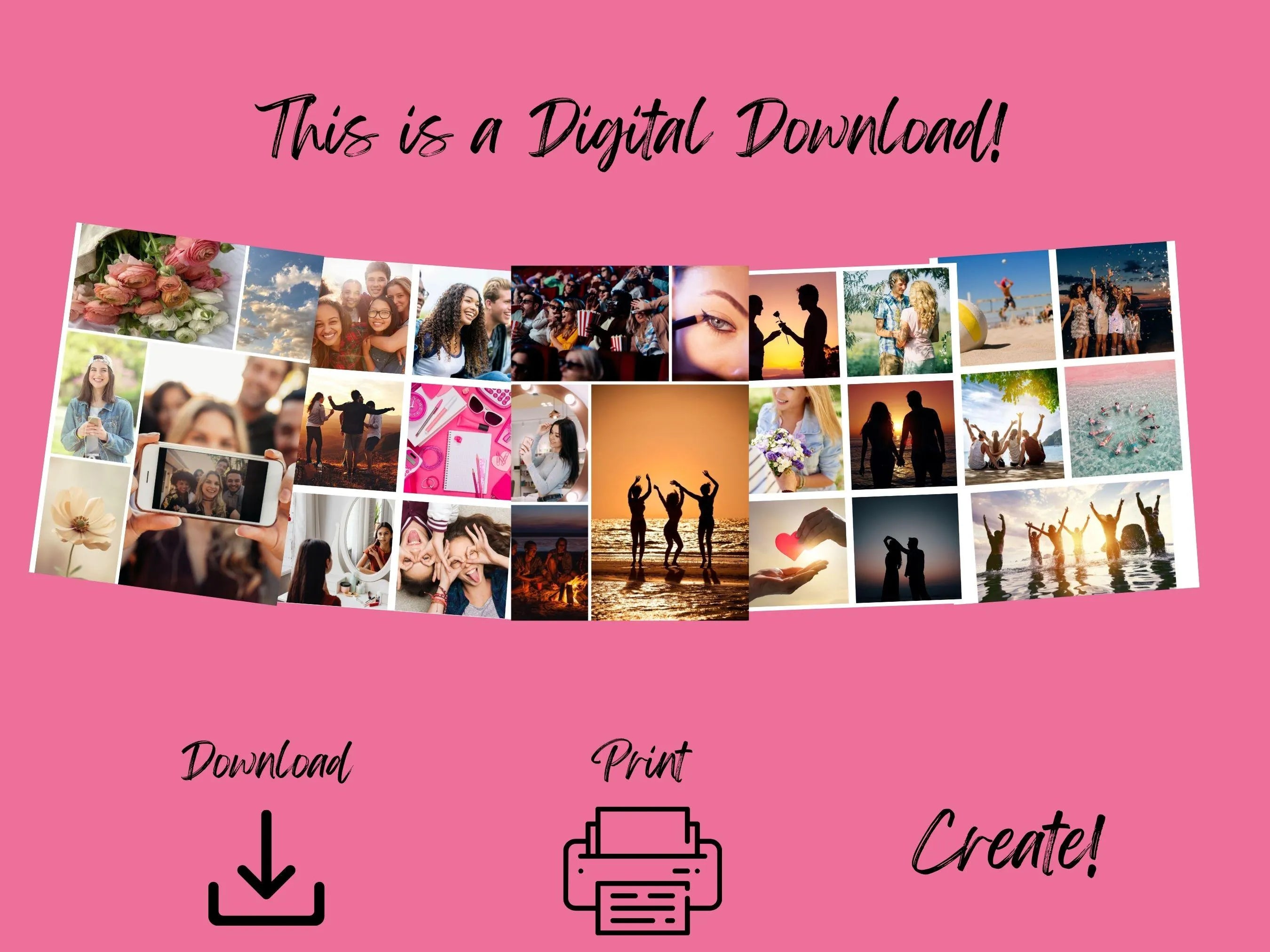 Teenage Girl Vision Board Kit Printable Photos, Dreams & Goals (PDF) (Digital Download)