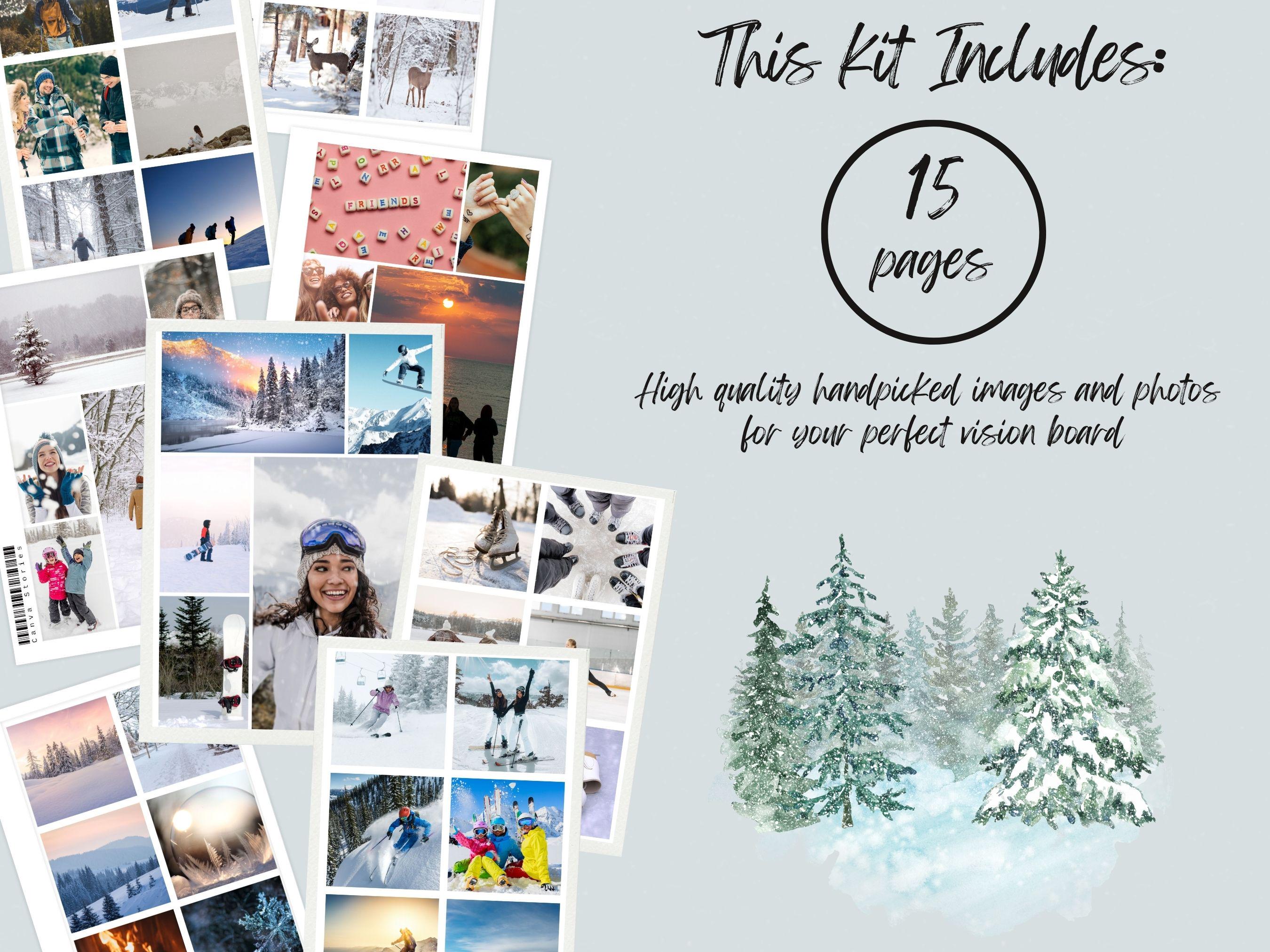 Winter Vision Board Kit: Cozy Season Printable Photos (PDF) (Digital Download)