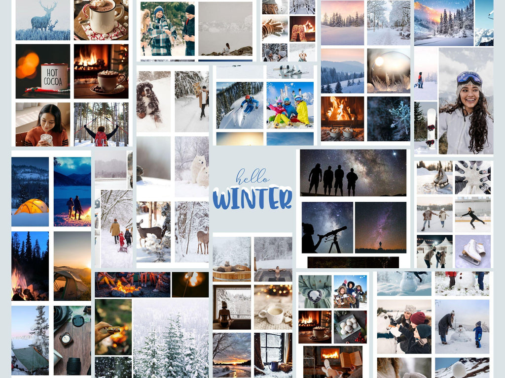 Winter Vision Board Kit: Cozy Season Printable Photos (PDF) (Digital Download)