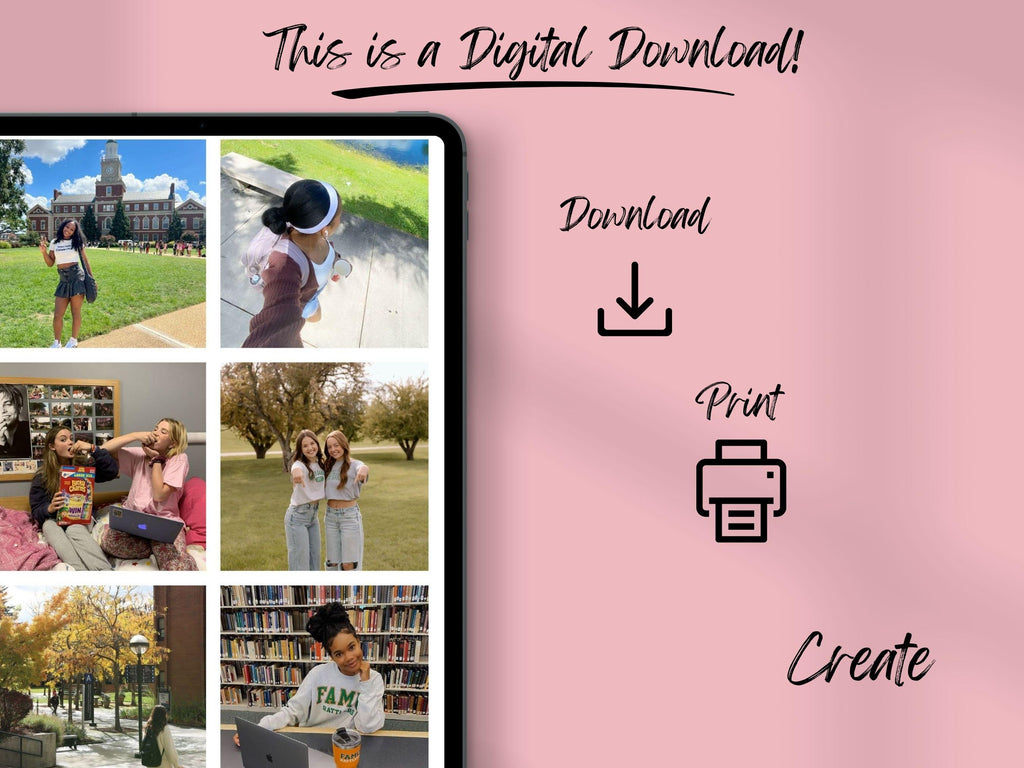 College Vision Board Kit, Printable Photo Collage (PDF) (Digital Download)