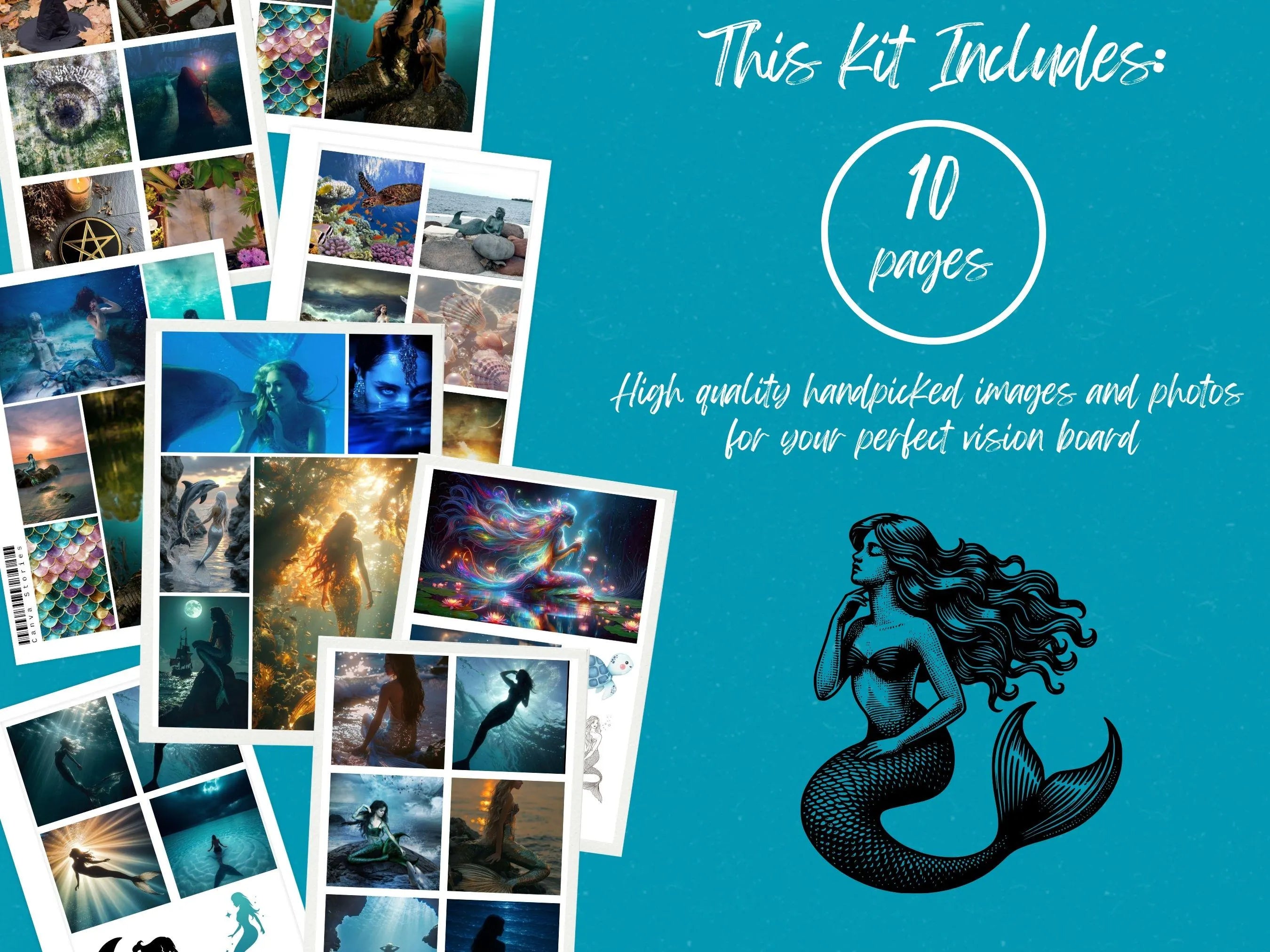 Mermaid Vision Board Kit: Mystical Ocean Theme (PDF) (Digital Download)
