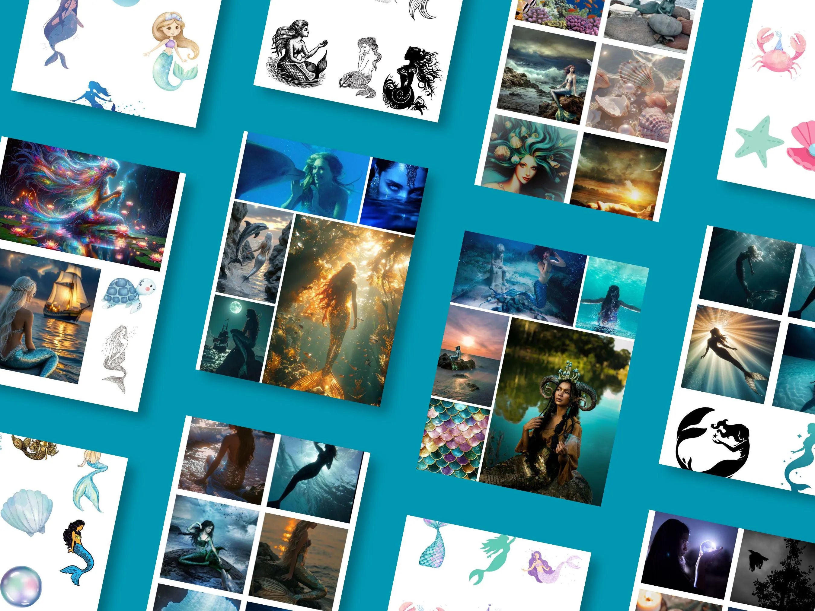 Mermaid Vision Board Kit: Mystical Ocean Theme (PDF) (Digital Download)