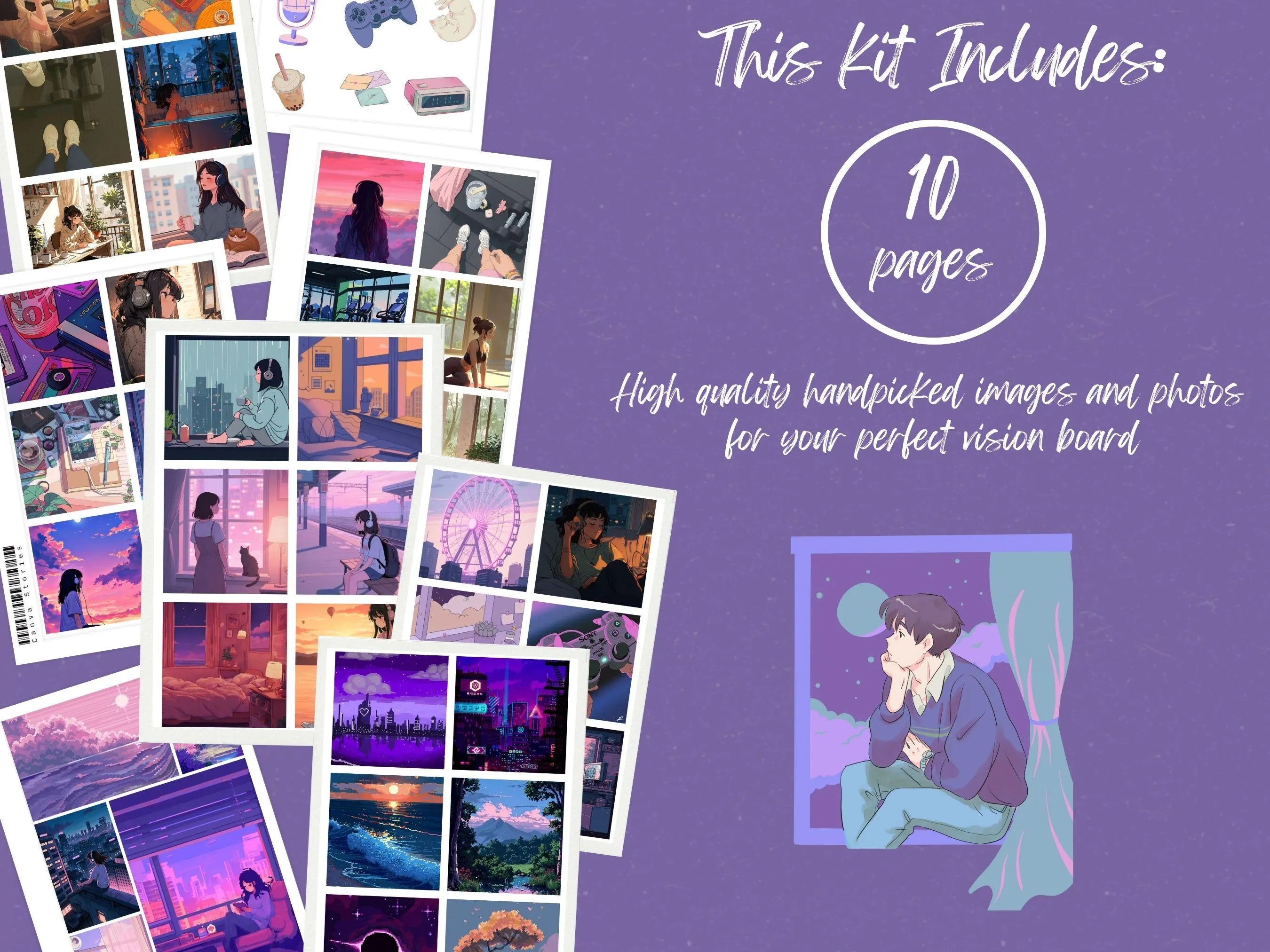 Lo-fi Vision Board Kit: (PDF) (Digital Download)