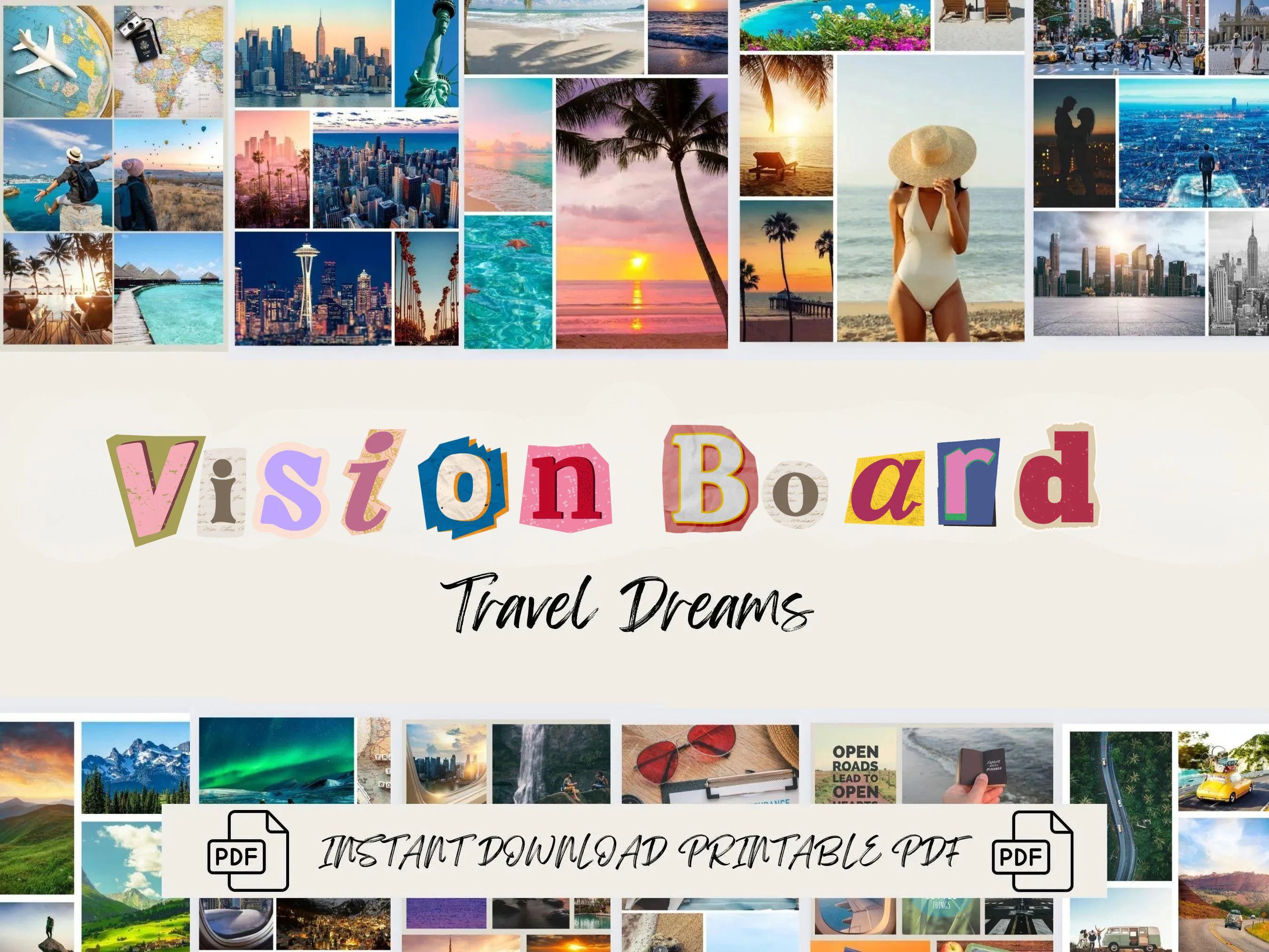 Travel Vision Board Kit: Adventure Inspiration, (PDF) (Digital Download)