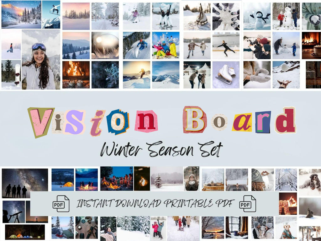 Winter Vision Board Kit: Cozy Season Printable Photos (PDF) (Digital Download)