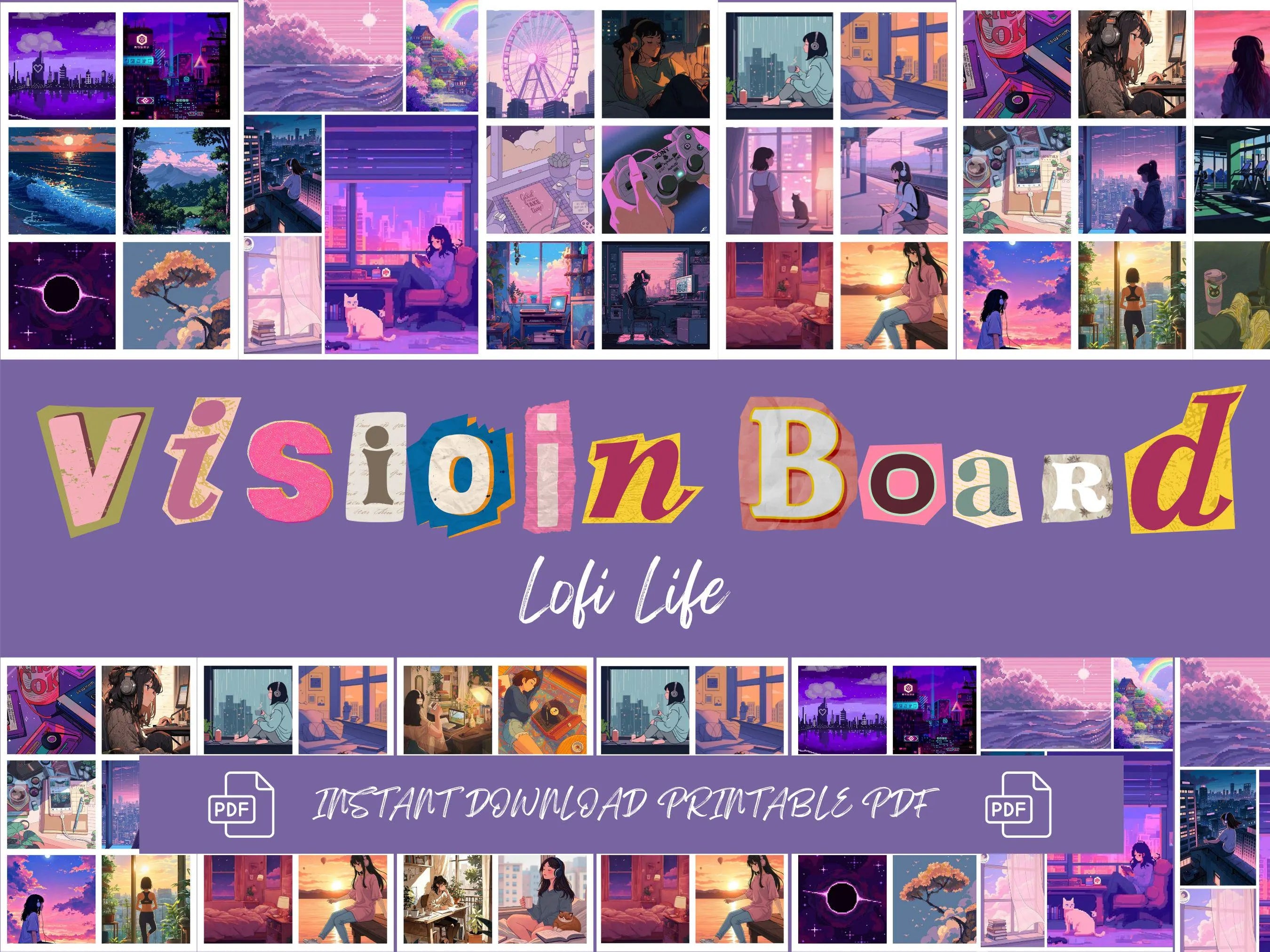 Lo-fi Vision Board Kit: (PDF) (Digital Download)