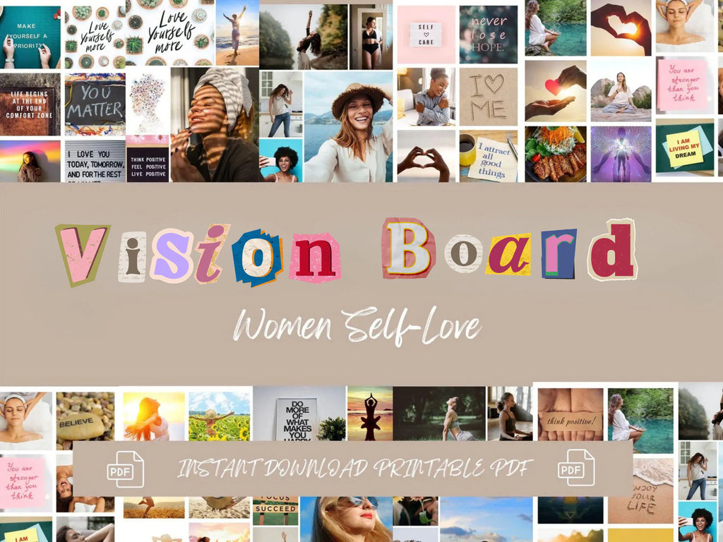 Self-Love Vision Board Kit: Affirmations for Women (PDF) (Digital Download)