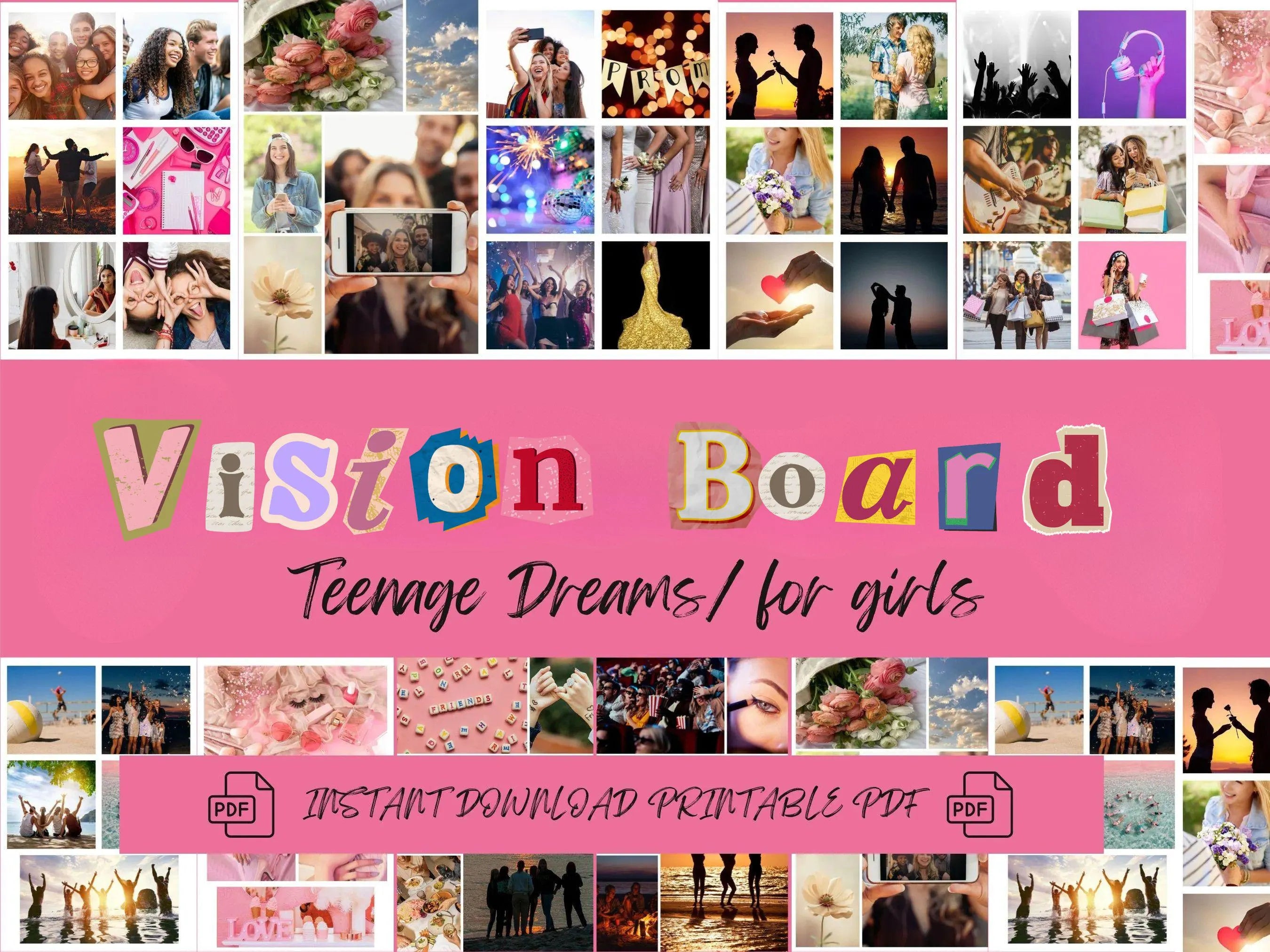 Teenage Girl Vision Board Kit Printable Photos, Dreams & Goals (PDF) (Digital Download)