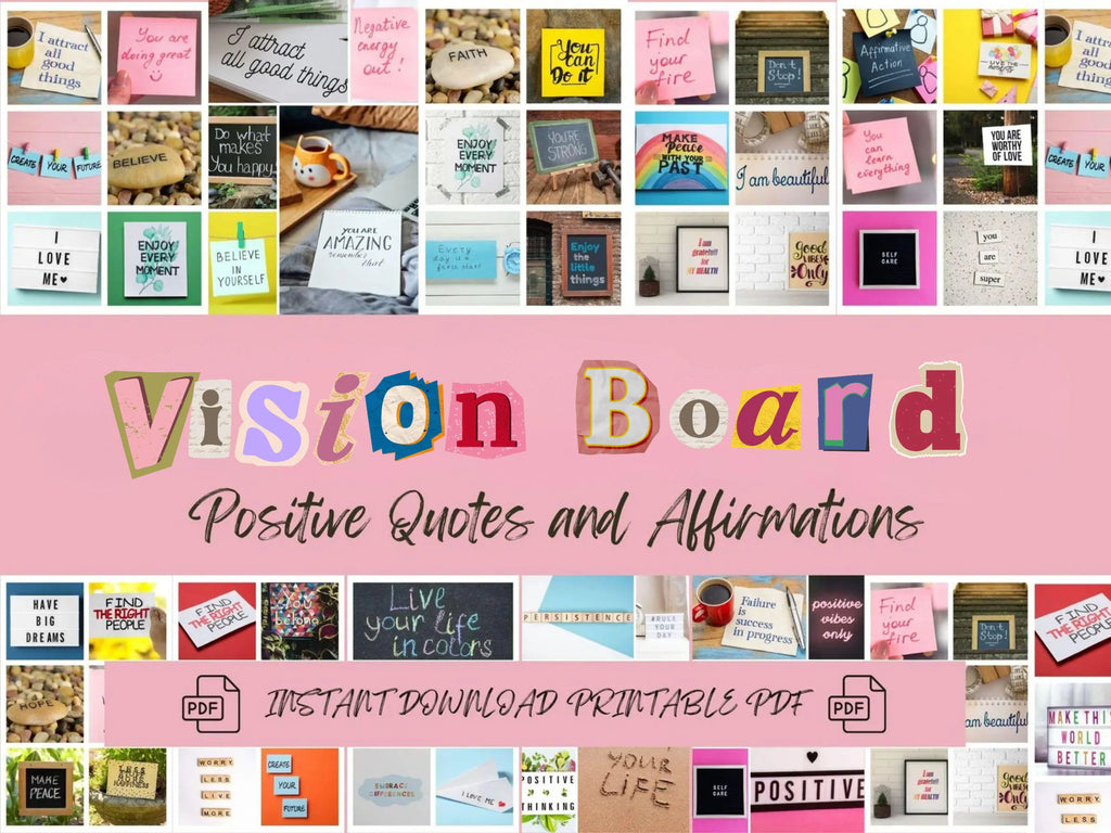 Vision Board Kit Positive Affirmations & Quotes (PDF) (Digital Download)