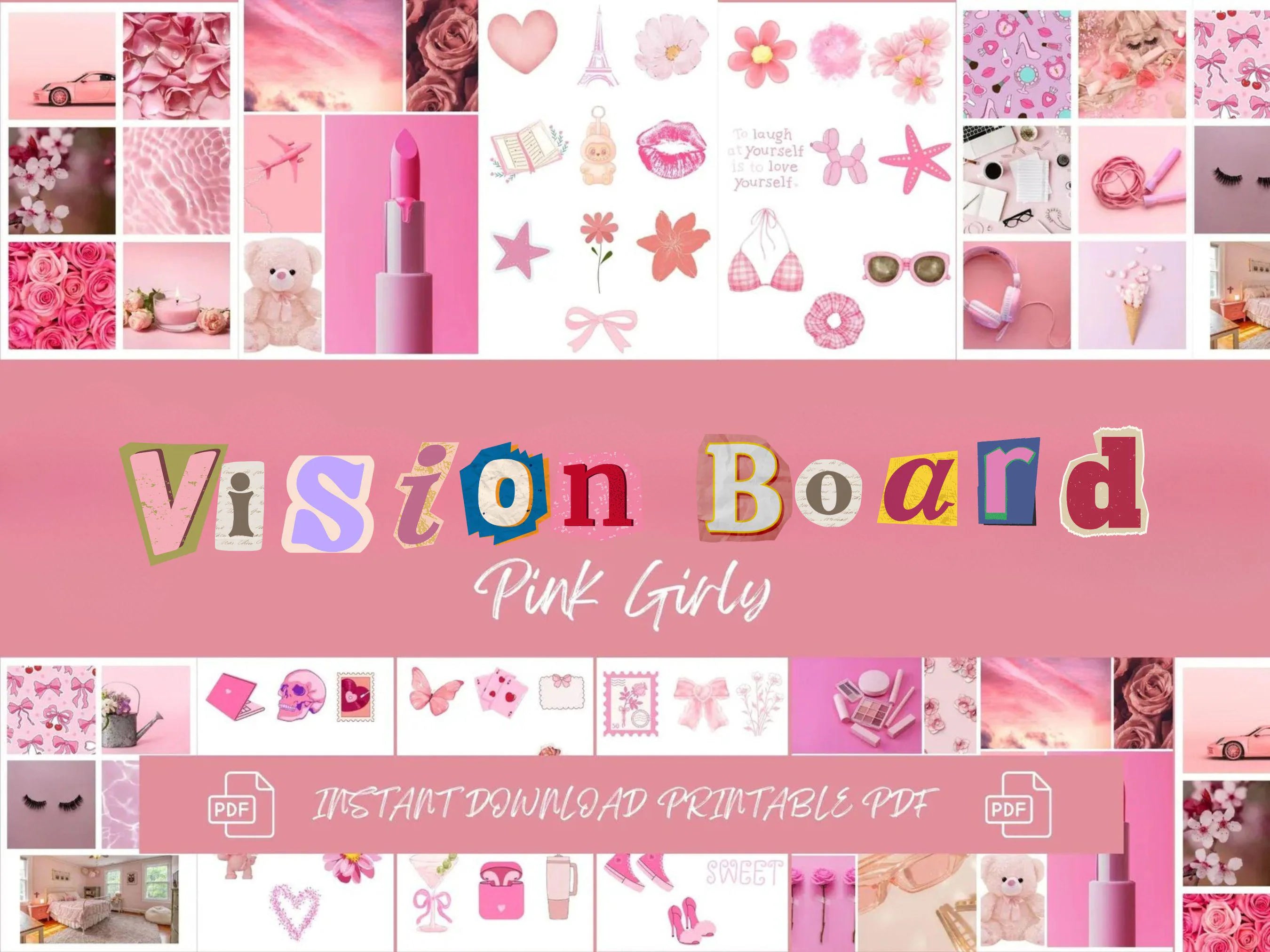 Pink Vision Board Kit: Girly Printable Photos (PDF) (Digital Download)